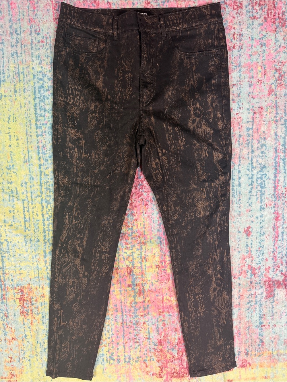 Express  Black Jeans with Subtle Bronze Print